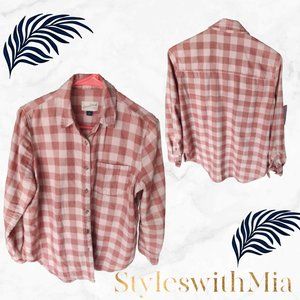 Pink Flannel Button Down Shirt  (Super Soft) OverSized